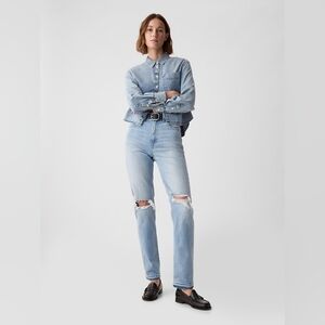 GAP cheeky straight high rise Distressed Jeans Sz 10 Short